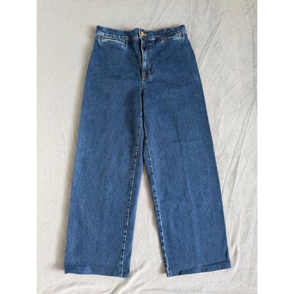 Madewell Denim - Madewell Emmett Wide-Leg Jeans Indigo Blue High Rise Size 28 Barrel